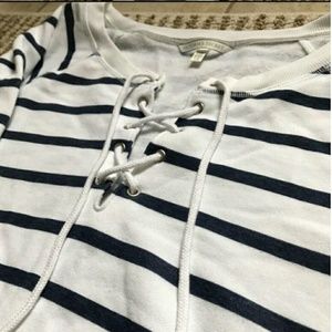 Victoria's Secret Navy Striped Lace Up Sweatshirt